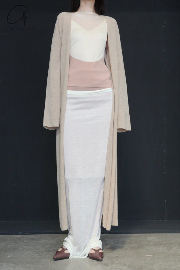 SWAYING/KNIT seamless long cardigan SW24SS1T86 Khaki PS78